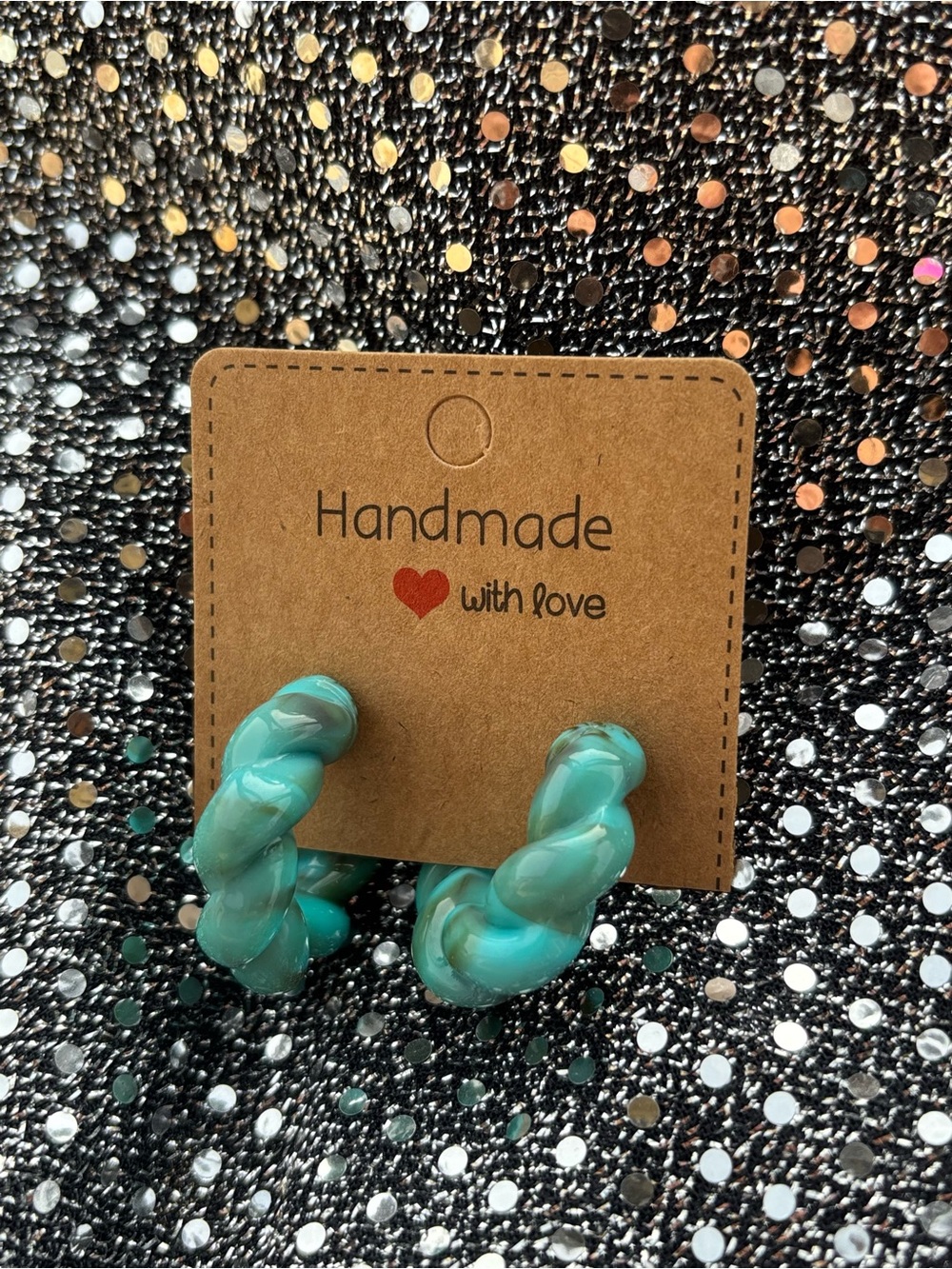 Handmade Turquoise Braided Hoop Earrings for Women